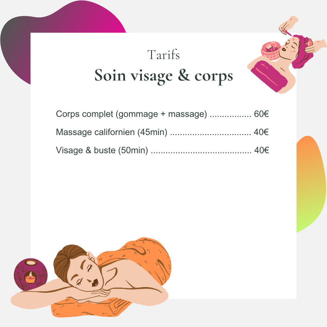 Tarifs soins visage & corps